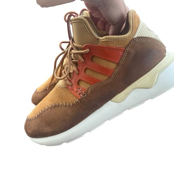 Adidas RARE Tubular Moccasin Runner Mesa Leather Trainers Sneakers Orange 9.5 main image 5